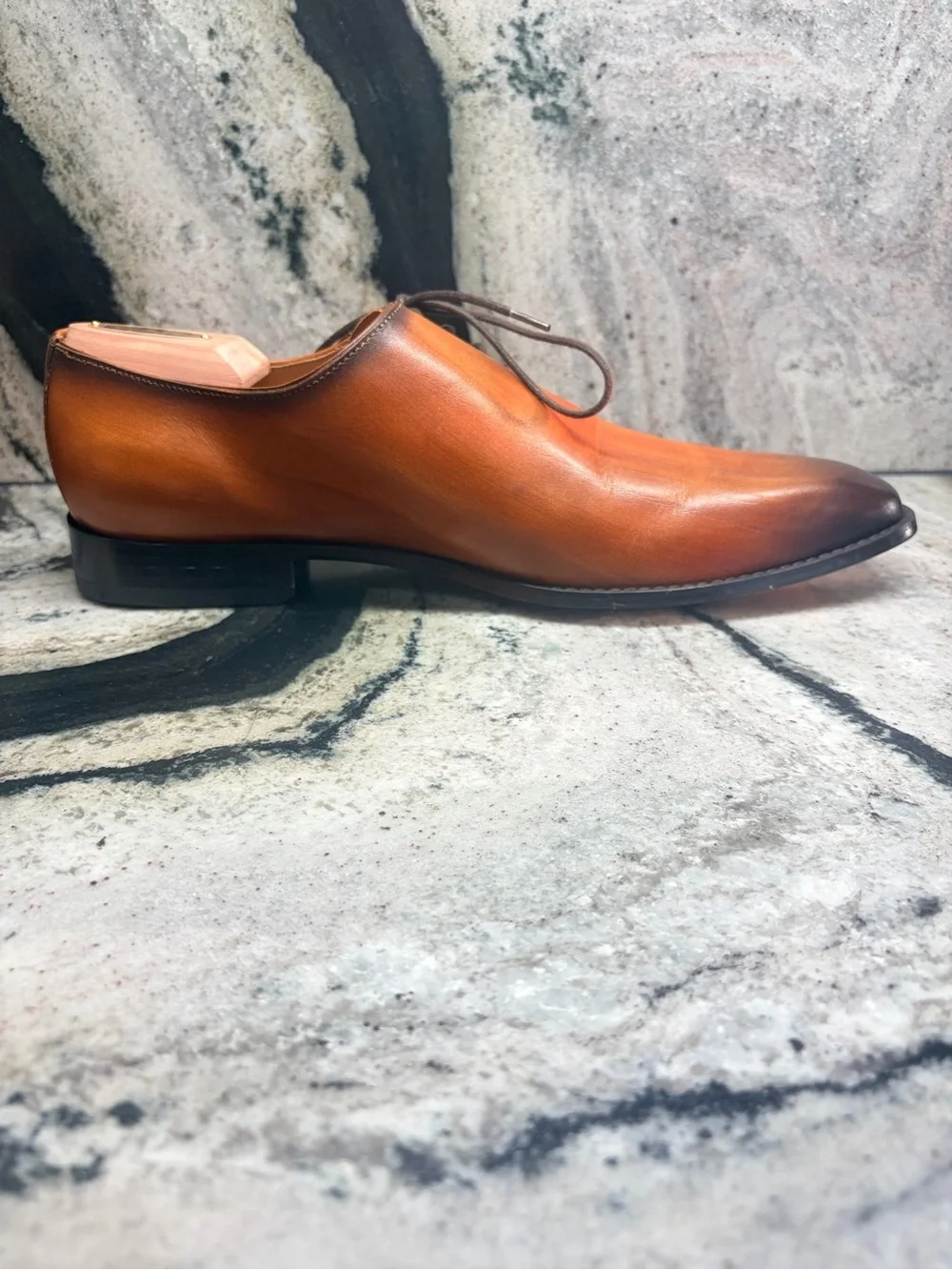 Rawls Men’s UK 9 Cognac Burnished Leather Dress Shoes Leather Sole